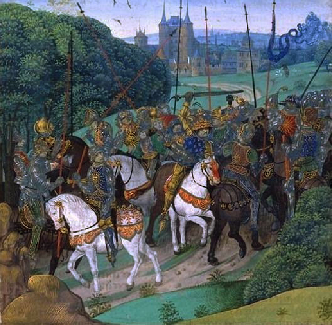 Charles VI saisi de folie non loin du Mans - enluminure du XVe sicle - Chroniques de Jean Froissart